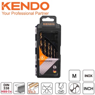 KENDO 11603834 ดอกสว่านเจาะสแตนเลส(โคบอลท์) 6 ตัวชุด 2 - 8mm