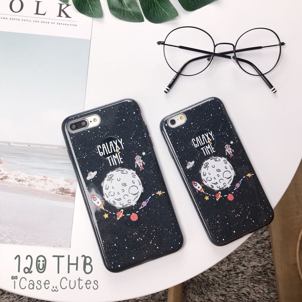 🚛พร้อมส่งจากไทย🍒เคสไอโฟนเคสกากเพชร galaxy time 📱i5,5s,se,i6,6s,6+,6s+,7,7+,8,8+,X