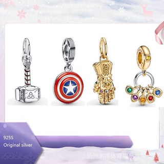 ของแท้ จี้หินมาร์เวล The Avengers Thors Hammer Captain America 925s สีเงิน