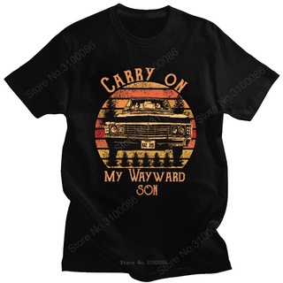 เสื้อยืดผ้าฝ้ายพิมพ์ลายแฟชั่น เสื้อยืดแขนสั้น คอกลม ผ้าฝ้าย พิมพ์ลาย Carry On My Wayward Son สไตล์วินเทจ แฟชั่นสําหรับผู