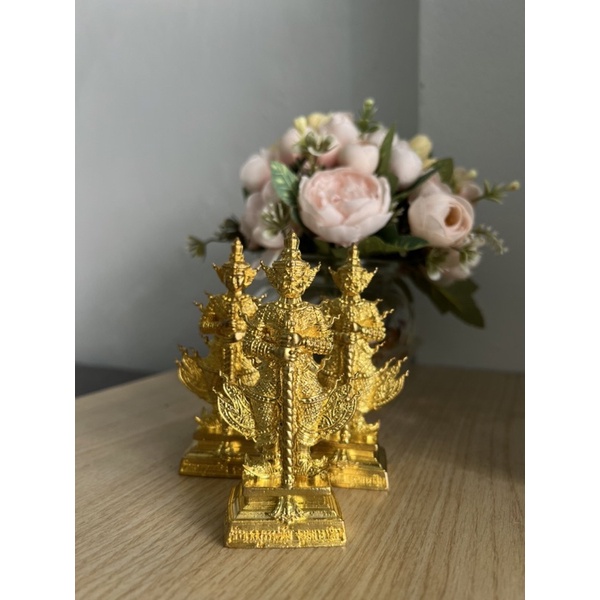 ท้าวเวสสุวรรณ4นิ้ว ทองเหลือง 2หน้าในองค์เดียว