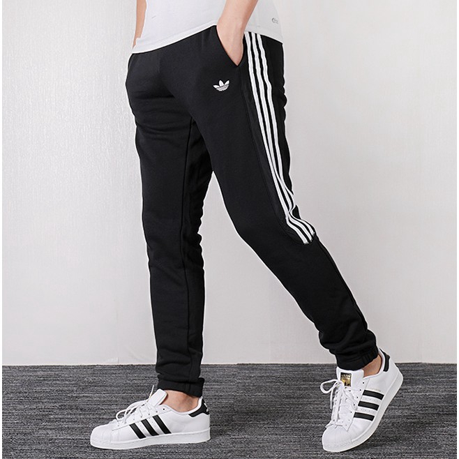 Adidas Original Men's Classic Twill Sweatpants, Casual Loose Sports | Shopee Thailand