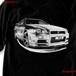 poypaidee 2021 Fashion Popular Hot Sale Skyline GTR R34 Tshirt Nissan JDM Shirt Gtr R32 Car Racing Nismo R33 Drifting เส