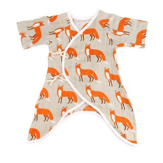 Ally Baby เสื้อผ้าเด็ก ชุดผูกเชือกด้านหน้า ลาย จิ้งจอก สีส้ม (Size 0 - 6 m)