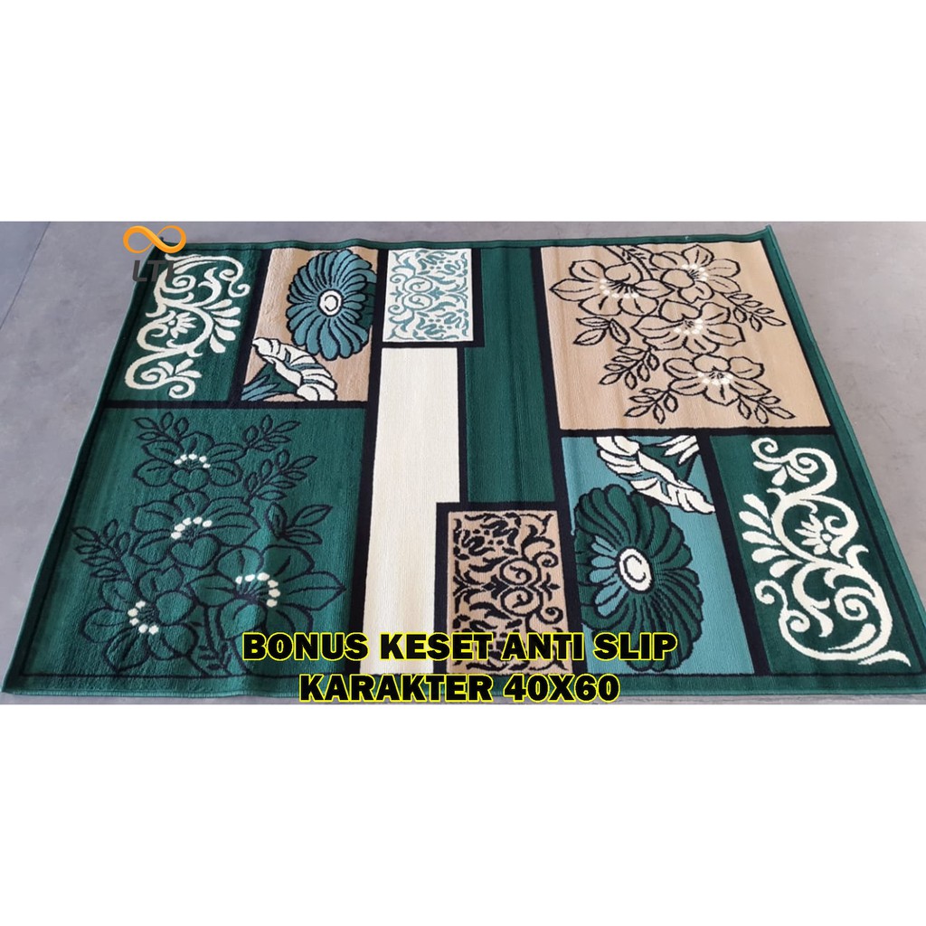 HIJAU Moderno พรมสีเขียว 1.60x210 - BONUS DOORMAT 40 X 60