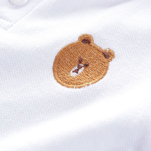 Baby ชุดเด็กเซต 2 ชิ้น เสื้อเชิ้ต แขนสั้น ลายหมี + กางเกง เอวยางยืด (สีขาว) เสื้อผ้าเด็ก