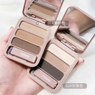 5345(ใหม่/แท้)คิ้วฝุ่นตลับ 3 สี เฉดดิ้งไฮไลท์ novo Smooth Texture Lasting Makeup Eyebrow Powder