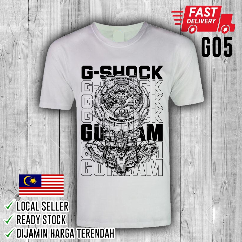 Gshock x Gundam เสื้อยืด ผ้าฝ้าย 100% (G05)