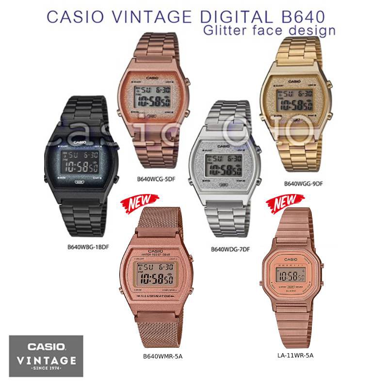 1348 บาท CASIO VINTAGE DIGITAL Glitter face B640WC-5 B640WGG-9 B640WCG-5A B640WBG-1B B640WDG-7 B640WMR-5A LA-11MR-5A รับประกัน1ปี Watches