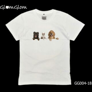 เสื้อยืดสีขาวลาย The dog &amp; The cat