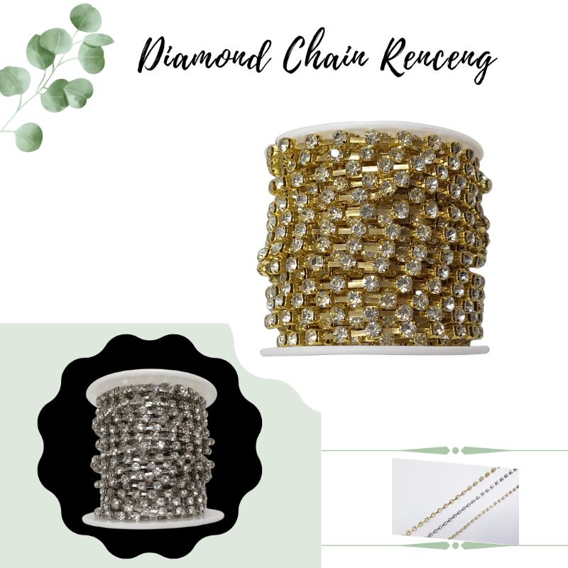 Diamond Crystal Ss ขายโซ่ม้วน Renceng Gem Chain Craft Material Diamond Renteng
