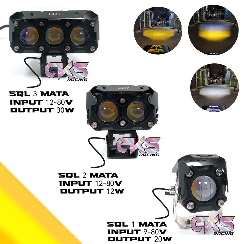 MATA SQL 3-Eye SQl 2-Eye Q5 CR7 Superbright Hi Low รถกันน้ํารถจักรยานยนต์เลเซอร์ Foglamp