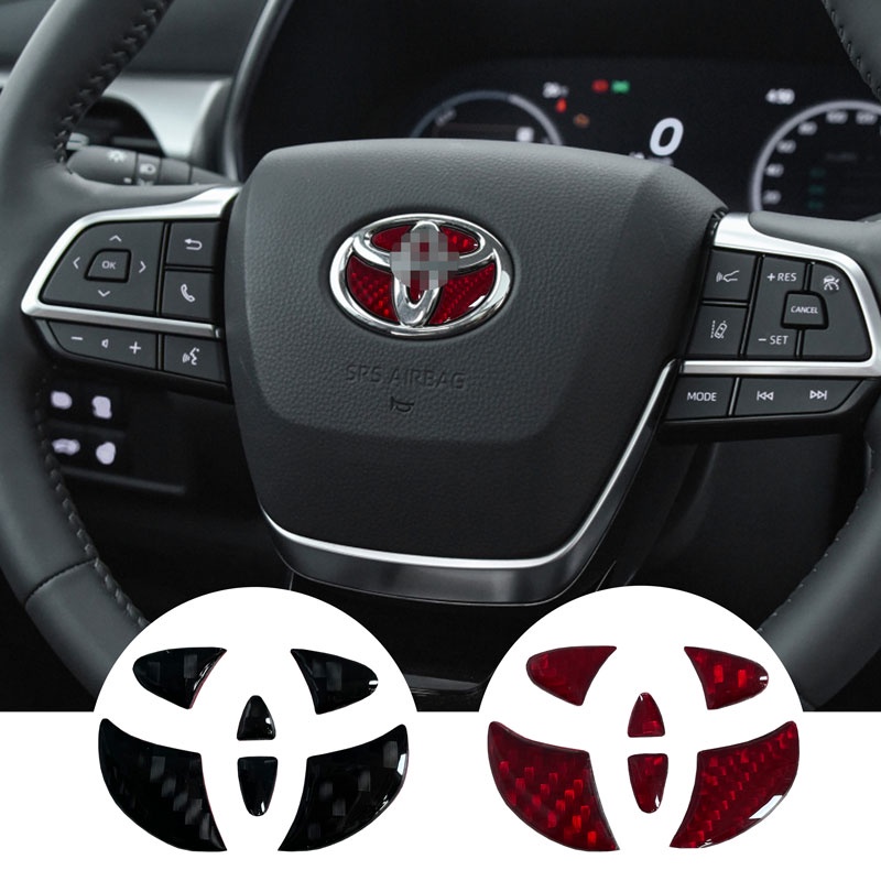 สติกเกอร์คาร์บอนไฟเบอร์ ตราสัญลักษณ์ ติดพวงมาลัยรถยนต์ สําหรับ Toyota Corolla Camry Yaris Rav4 Prado CHR TRD VIOS 1 ชิ้น