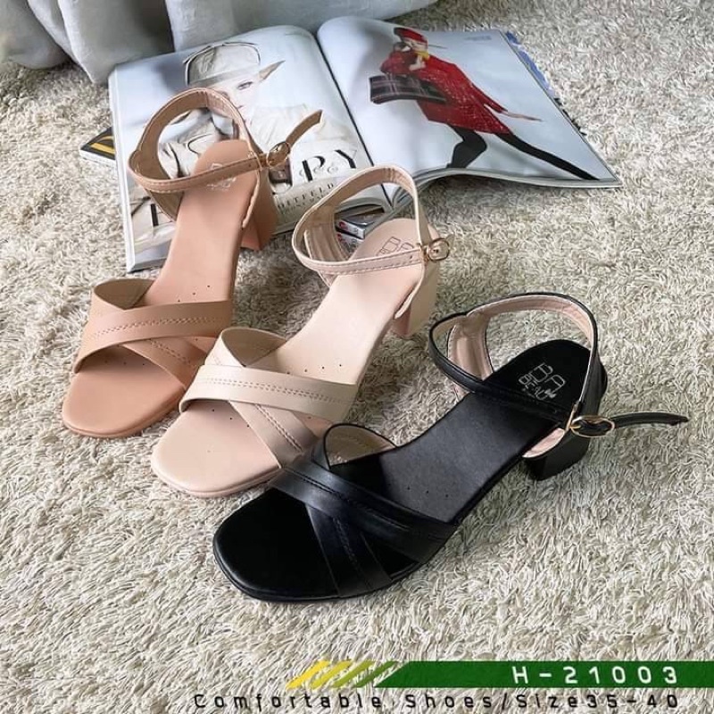 H-21003 คัทชูเปิดหน้า ส้นสูง2นิ้ว