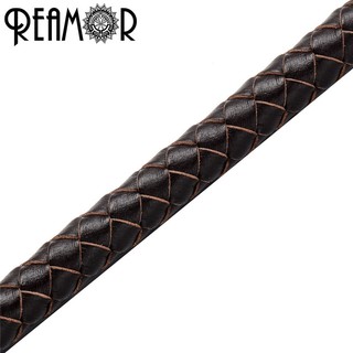 REAMOR (8mm) หนังแท้ถัก ยาว 25 cm. คุณภาพสูง สีและลายสวยงาม สำหรับทำสร้อยข้อมือ DIY