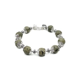 DSP กำไลหินนำโชคยูนาไคต์ สร้อยข้อมือหินนำโชค : Unakite Gemstone 925 Sterling Silver Bracelet [CFS0010]