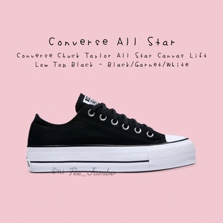 รองเท้า Converse Chuck Taylor All Star Canvas Lift Low Top Black - Black/Garnet/White 🐲👹 สินค้าพร้อมกล่อง รองเท้าสีดำ