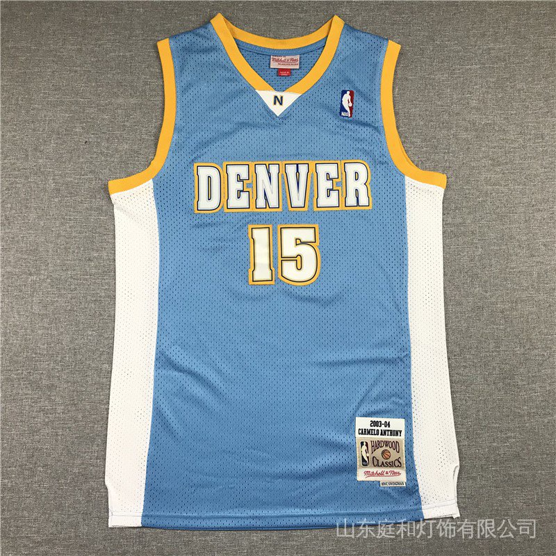 Bqhn NBA jersey Denver Nuggets no.15 Anthony retro Bule เสื้อกีฬาเสื้อบาสเก็ตบอล