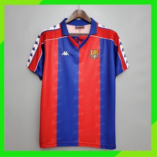 เสื้อกีฬาแขนสั้น ลายทีมชาติฟุตบอล Barcelona 92-95 ชุดเหย้า สไตล์เรโทร