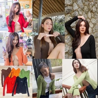 BY IRA jacs เสื้อคลุมแขนยาวดีเทลโลโก้เหล็กช่วงอก แบบน้องโอลีฟโตเกียวไหมมมค่าาา เนื้อไหมพรม งานตามหาฮอตระเบิต