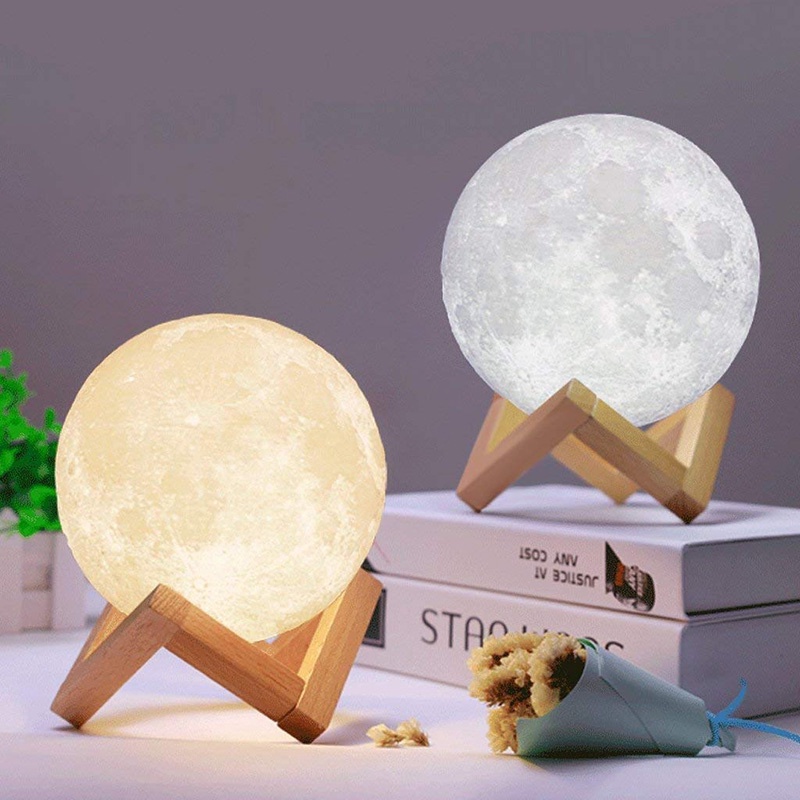 โคมไฟกลางคืน โคมไฟ Led รูปดวงจันทร์ 3D สำหรับตั้งโต๊ะ