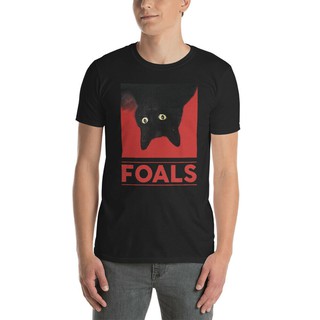 เสื้อยืดผ้าฝ้าย เสื้อยืดลายแมวดํา foals rock band tour 2019