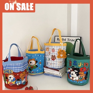 Illustration small bucket canvas bag lovely portable womens bag Leisure Canvas Bag Bento bag