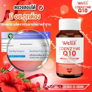 Coenzyme Q10 WELLE เวลล์ โคเอนไซม์คิวเท็น q 10 ต้านแก่ ชะลอวัย ดูแลหัวใจ ขนาด 30 แคปซูล