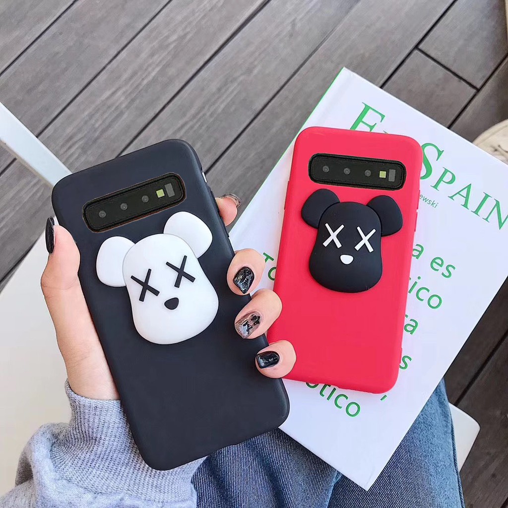 Samsung S10 S10 Plus S9 S8 S7 Edge Note 9 2018 3D Cartoon Kaws Violent Bear Patterned Soft TPU Silicon Case Cover