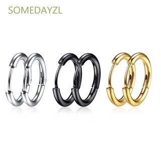 Somedayzl เครื่องประดับต่างหูห่วงเหล็กไทเทเนียมขนาดเล็ก 1 คู่