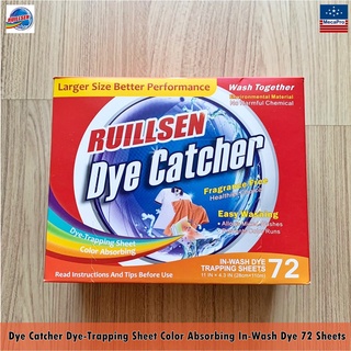 RUILLSEN® Dye Catcher Dye-Trapping Sheet Color Absorbing In-Wash Dye 72 Sheets แผ่นดักจับสี ป้องกันผ้าตกสี 72 แผ่น