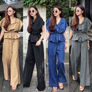 💫New💫(พร้อมส่ง)Linen Waist Set ชุดเซทเชิ้ต กางเกงขายาว