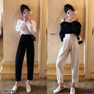 TwinsShopVip💗พร้อมส่ง TW7164 set เสื้อสายเดี่ยวแขนระบาย-กางเกงขายาว