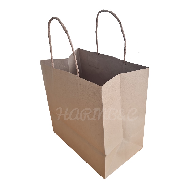 (50ใบ)ถุงหูหิ้วกระดาษคราฟท์ 23 x 14 x 23cm 50ใบ / Kraft Paper Bag 23x14x23cm 50pcs