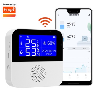 Tuya WIFI อุณหภูมิและความชื้น เซนเซอร์ สมาร์ทโฮมในร่ม เซนเซอร์ อัจฉริยะ เครื่องวัดอุณหภูมิความชื้นทำงานร่วมกับ Alexa