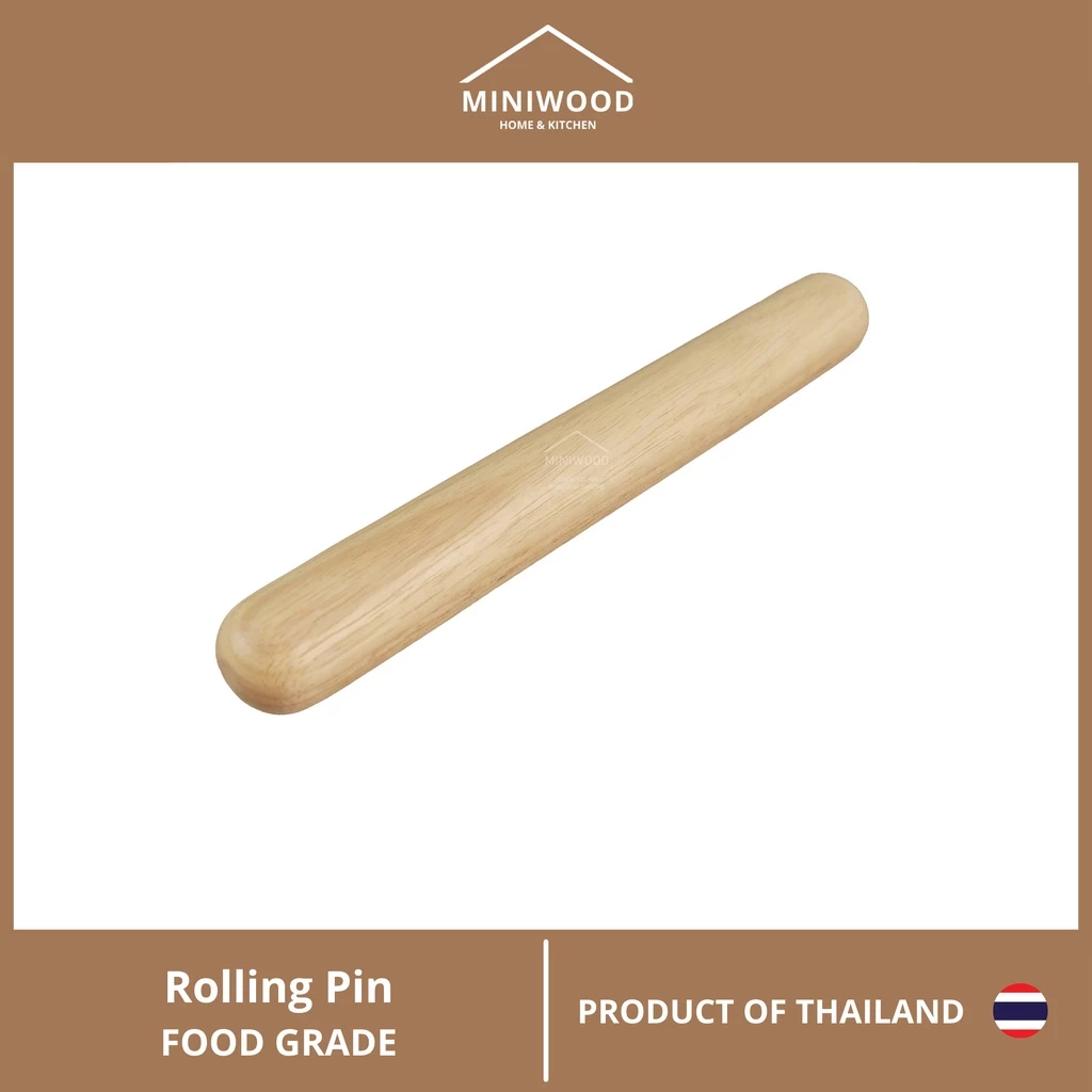 MINIWOOD ไม้คลึงแป้ง ไม้นวดแป้ง อุปกรณ์เบเกอรี่ Straight Rolling Pin 3.5 ซม.