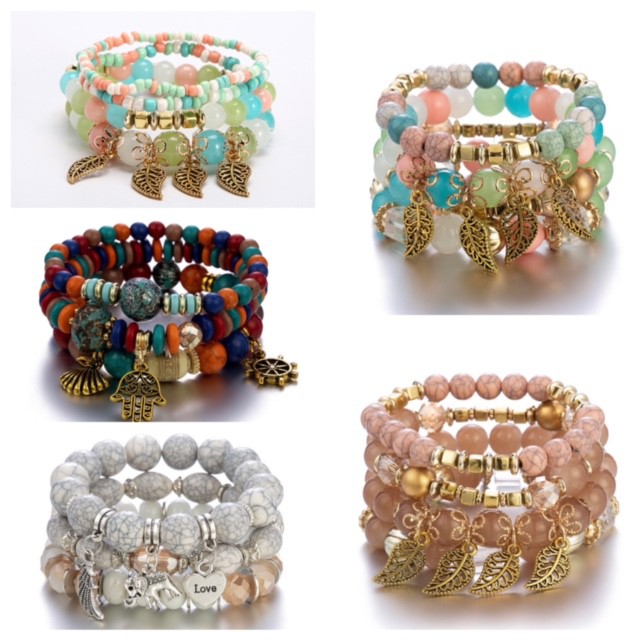 สร้อยข้อมือลูกปัด (มาใหม่) set หลายชิ้น มีหลายแบบให้เลือก #สร้อยข้อมือสไตล์โบฮีเมียน #พร้อมส่งในไทย missdiy