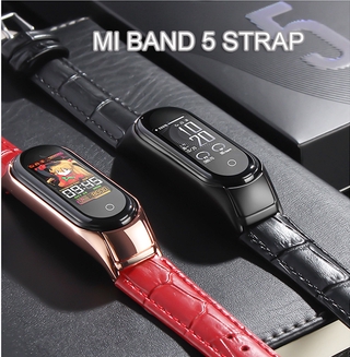 สายนาฬิกาข้อมือหนังหรูหราสําหรับ Xiaomi Mi Band 5