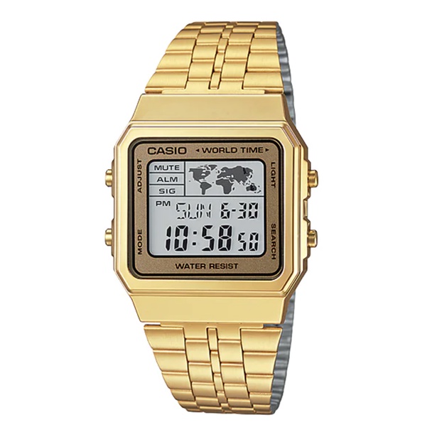Casio Standard นาฬิกาข้อมือผู้ชาย สายสแตนเลส รุ่น A500WGA-9 - สีทอง