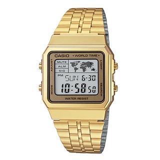 Casio Standard นาฬิกาข้อมือผู้ชาย สายสแตนเลส รุ่น A500WGA-9 - สีทอง