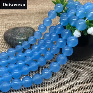 Blue Beckite Beads สีฟ้า ลูกปัด 4-12 มิลลิเมตรรอบธรรมชาติหลวมแจสเปอร์หินลูกปัด Diy สำหรับสร้อยข้อมือ