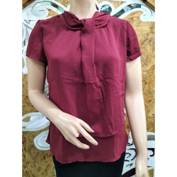 MERAH ESPRIT เสื้อเบลาส์สีแดงผู้หญิง