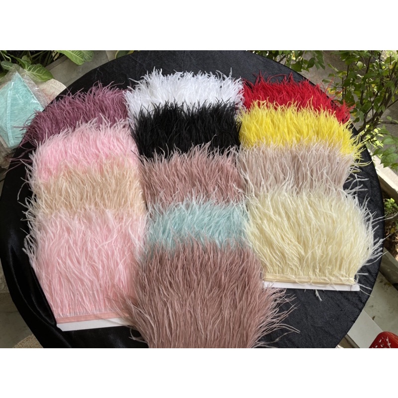 ขนนกกระจอกเทศ รุ่นยาวพิเศษ (10-15cm)มีมากกว่า30สี พร้อมส่ง✅✅ขนนก ขนติดกระเป๋า ขนเส้น