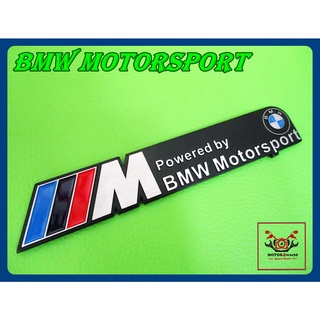 "BMW Motorsport" LOGO EMBLEM DECAL size 16x3 cm (1 PC.) // สติ๊กเกอร์ แผ่นข้อความ BMW Motorsport พื้นสีดำ พร้อมกาวติด