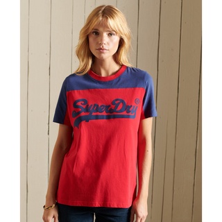 SUPERDRY VINTAGE LOGO AMERICAN CLASSIC COLOURBLOCK T-SHIRT เสื้อยืด สำหรับผู้หญิง สี Campus Red