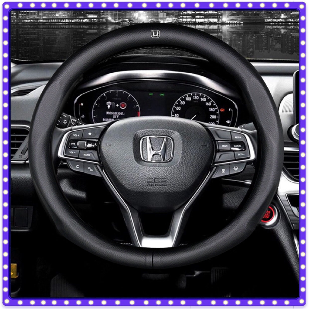 ฝาครอบพวงมาลัยหนังรถยนต์ Honda Fit สําหรับ Honda BRV HRV City Civic Jazz ฝาครอบพวงมาลัย 38 ซม.