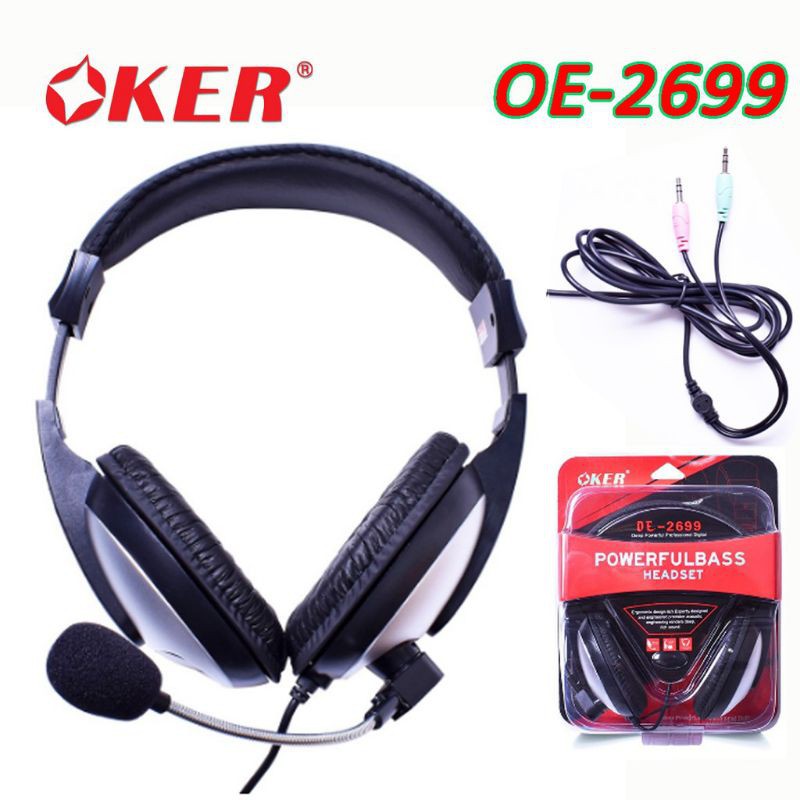 OKer. หูฟังครอบหู รุ่นOe-2699.ผลิตจากวัสดุคุณภาพดร/มีสินค้าพร้อมส่งไมโครโฟนแปลงเหล็ก