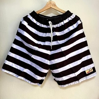 PJJ กางเกงเจเจแท้ กางเกงขาสั้น ยางยืด ลายริ้วรวมแบบ ดำกรม หลายขนาด (M/L/XL/2XL) ราคาถูก