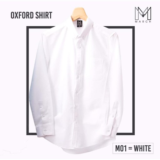 เสื้อเชิ้ตคอปกสีขาวแขนยาว M01