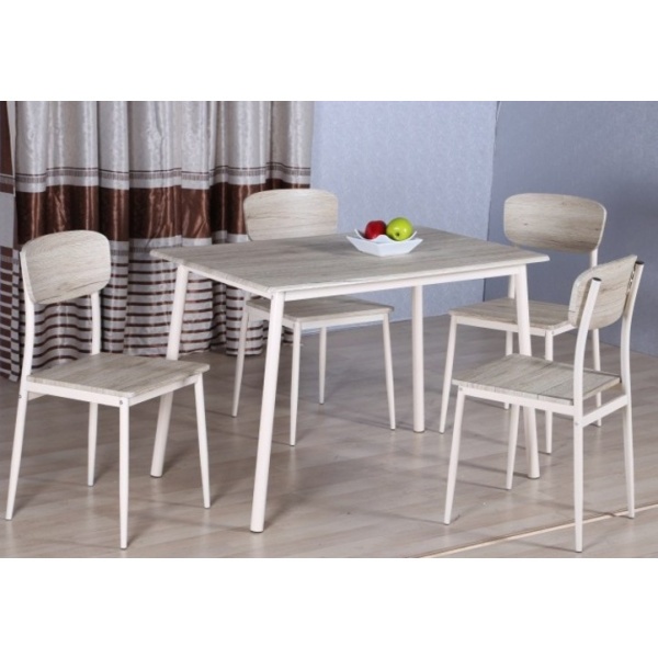 Delicato ชุดโต๊ะอาหาร 4 ที่นั่ง รุ่น D01136R โต๊ะ:110X70X76.5ซม. เก้าอี้:41X45.5X84.5ซม. สีน้ำตาลอ่อน